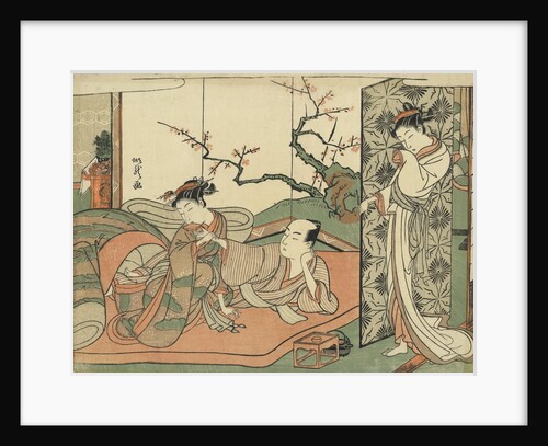 Courtesan Watching a Young Apprentice in Bed by Kitao Shigemasa