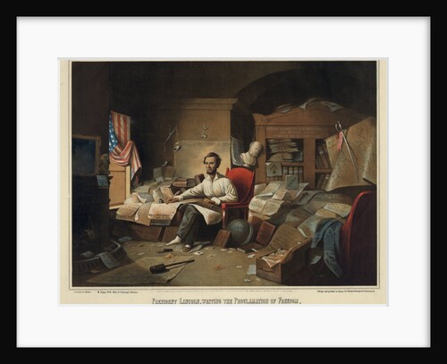 President Lincoln writing the Proclamation of Freedom by Anonymous