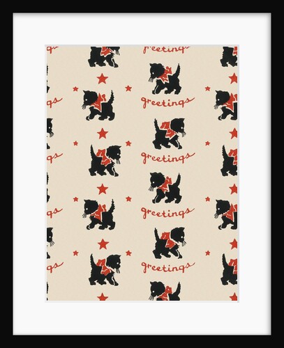 Greetings pattern with black cat by Anonymous