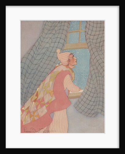 Man looking out the window for Santa Claus on Christmas Eve by Anonymous