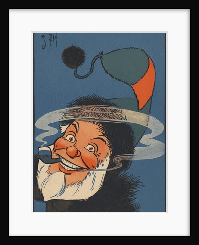 Smiling Santa Claus with pipe and knit cap by Anonymous