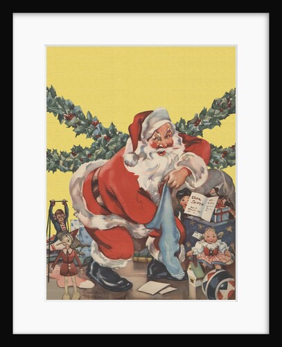 Santa Claus with toys and Christmas stocking by Anonymous