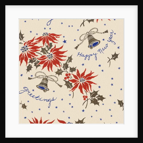 Happy new year pattern with flowers and bells by Anonymous