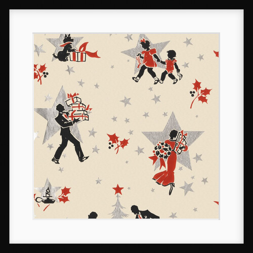 Illustration of family getting ready for Christmas by Anonymous