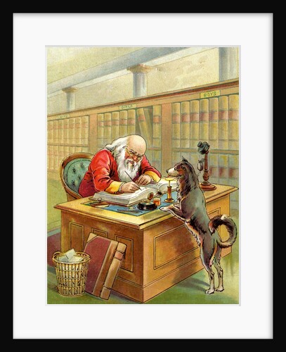 Santa Claus writing naughty and nice list by Anonymous