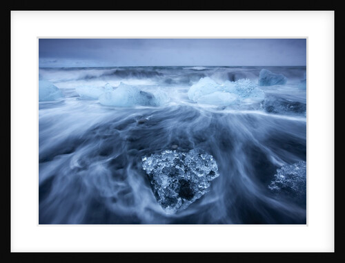 Icebergs in Surf by Jokulsarlon