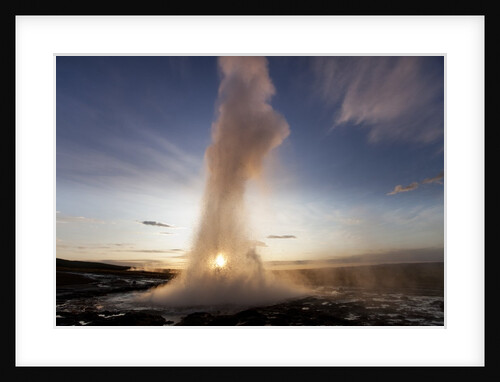 Strokkur Geyser at sunrise by Anonymous