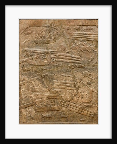 Assyrian relief of transport of Lebanese cedar by Anonymous