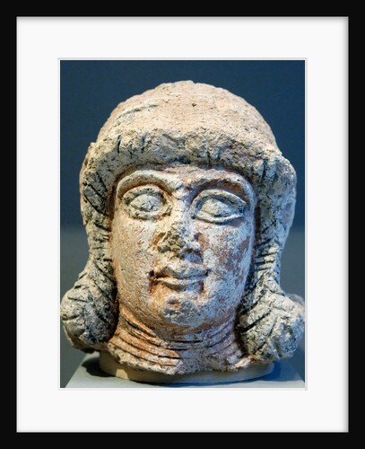 Mesopotamian terracotta female head with braided hairstyle by Anonymous