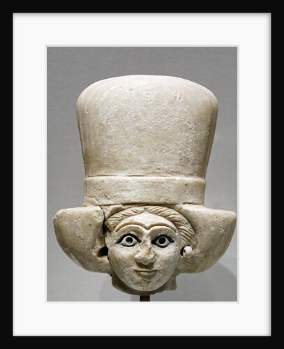 Sumerian sculpture of female head wearing a polos by Anonymous