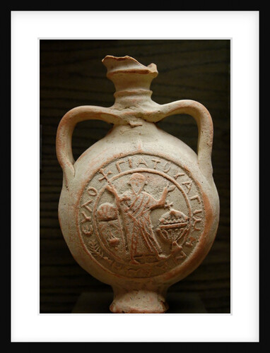 Terracotta pilgrim flask represening St. Menas and St. Thecla by Anonymous