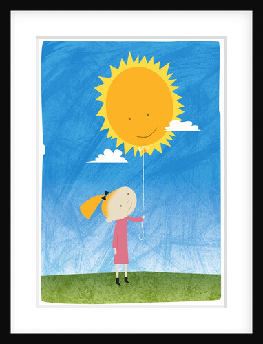 Girl holding a sun balloon by Anonymous