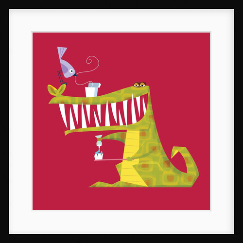 Crocodile brushing his teeth by Anonymous