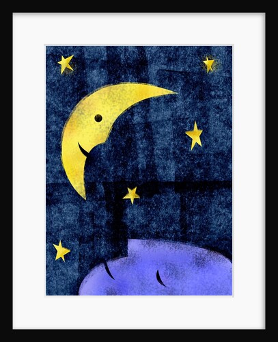 Crescent moon and sleeping man by Anonymous
