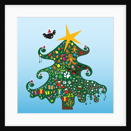 Decorated Christmas tree by Anonymous