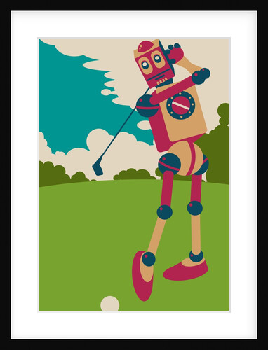 Robot hitting golf ball by Anonymous