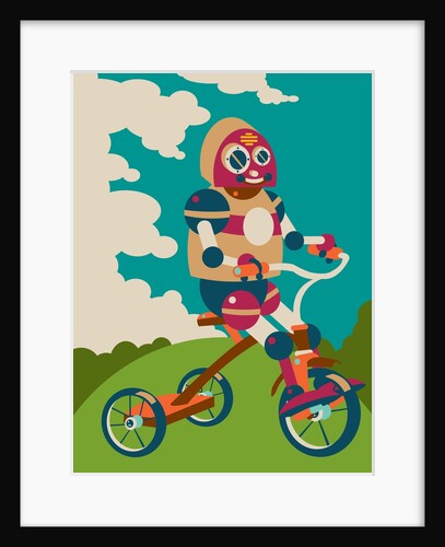 Young robot riding a tricycle by Anonymous