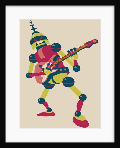 Robot playing electric guitar by Anonymous