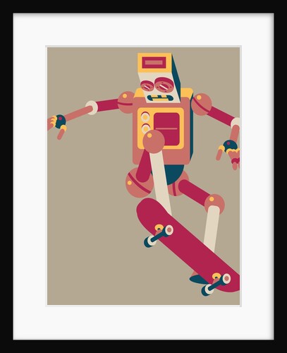 Robot doing trick on a skateboard by Anonymous