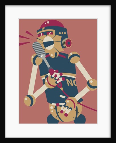 Robot singing in microphone by Anonymous