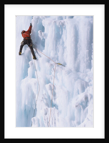 An Ice Climber Ascending the Malignant Mushroom, WI 5, Ghost River, Alberta, Canada by Anonymous