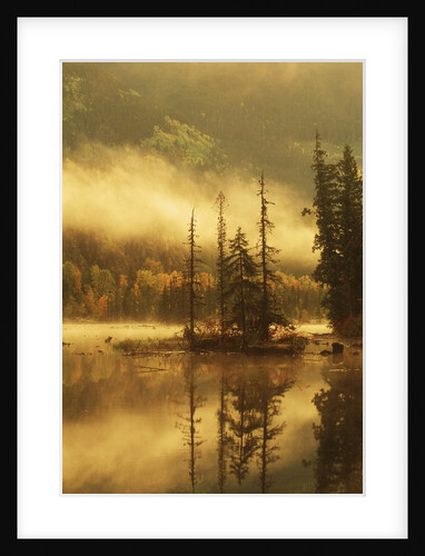 Nisga'a Lava Bed Memorial Provincial Park, Lava Lake in Autumn Mist, Nass River Valley, British Columbia, Canada. by Anonymous