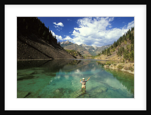 Young Man Fly-fishing on Lower Silver Springs Lake in the Elk Valley Near Fernie, British Columbia, Canada. by Anonymous