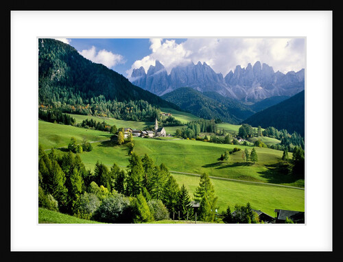 Santa Maddalena church in the Dolomites Mountains by Anonymous
