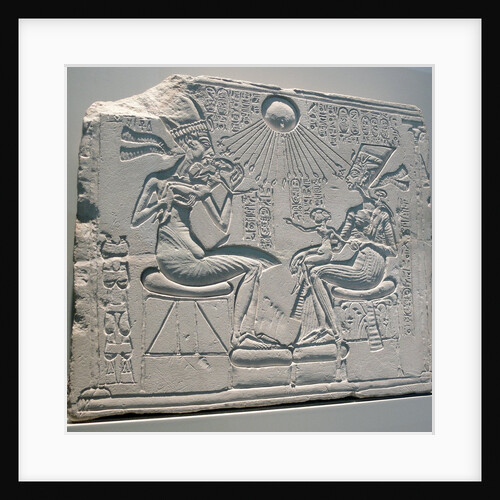 Egyptian relief depicting Akhenaten and Nefertiti with their children by Anonymous