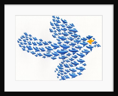 Nonconformist bird flying against the flock by Anonymous