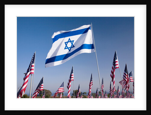 Israeli and American flags during 3000 Flags for 9-11 tribute by Anonymous