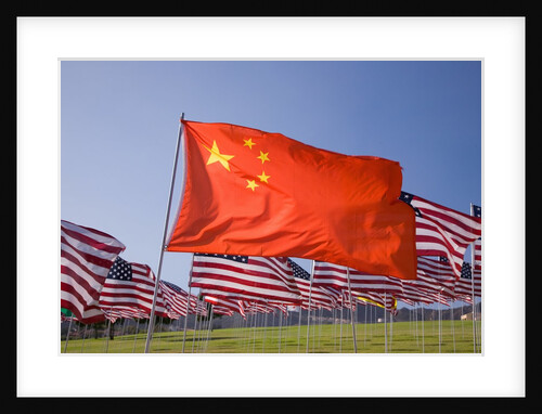 Chinese and American flags during 3000 Flags for 9-11 tribute by Anonymous