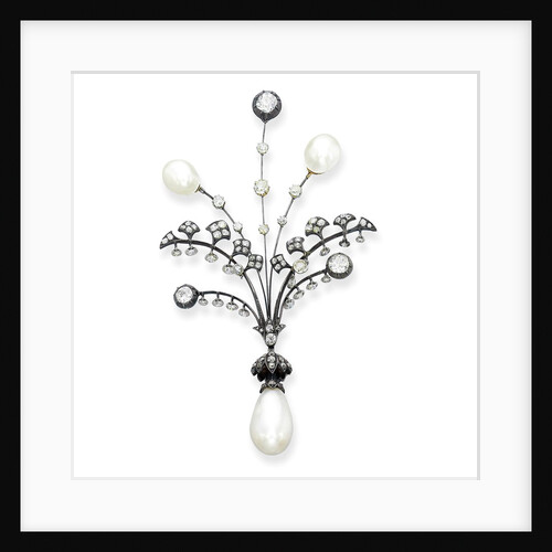 A diamond and natural pearl spray brooch by Anonymous