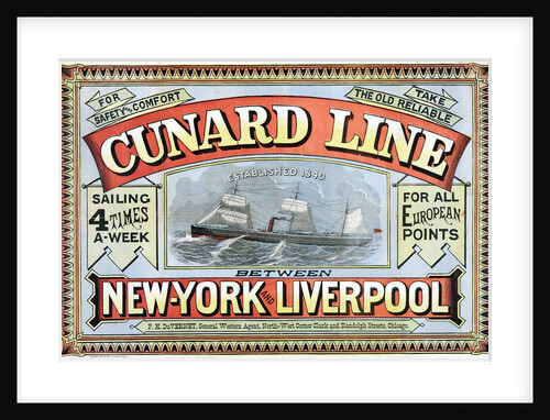 Cunard Line between New York and Liverpool poster by George H. Fergus