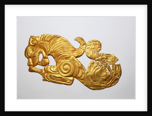 Gold plaque in the shape of a lion by Anonymous