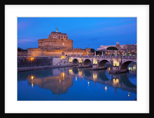 Sant'Angelo Bridge and Castel Sant'Angelo at night by Anonymous