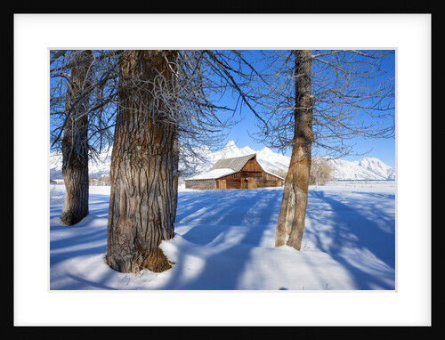Barn below Teton Range in winter by Anonymous