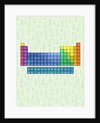 Periodic table of the elements with glassware by Anonymous