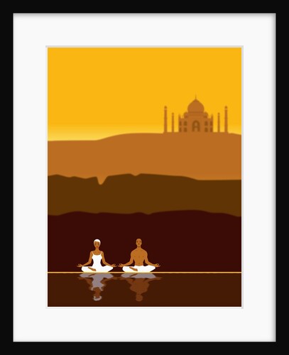 Couple meditating in front of the Taj Mahal by Anonymous