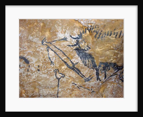 Cave painting of bird-headed man at Lascaux by Anonymous