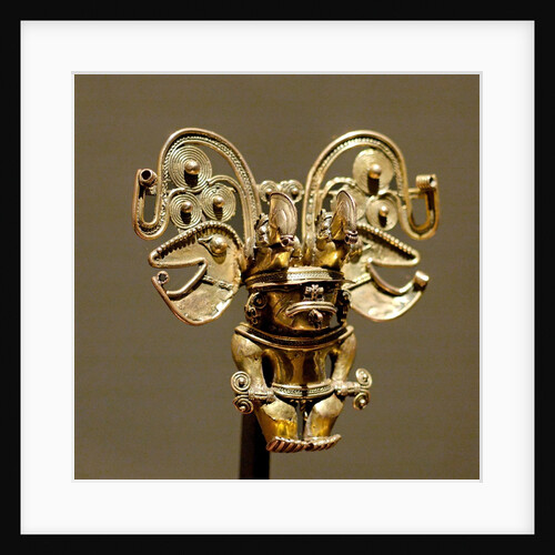 Tairona pendant with shaman wearing headdress by Anonymous