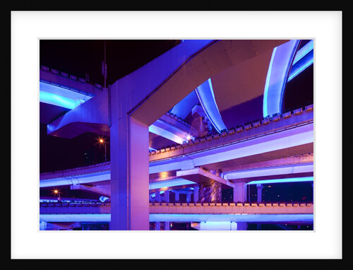 Neon-lit overpasses by Anonymous
