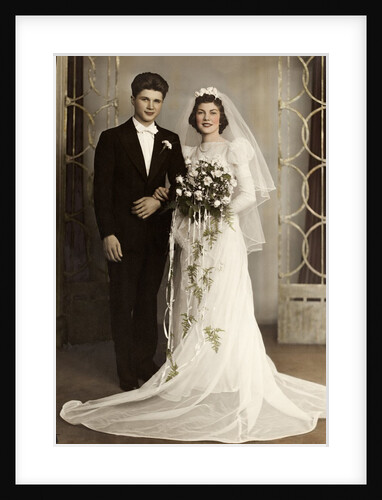 Wedding portrait of bride and groom, ca. 1939 by Anonymous