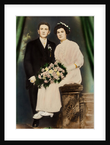 Husband and wife in a colorized portrait, ca. 1919 by Anonymous