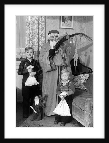St. Nick visits with two German brothers, ca. 1948 by Anonymous