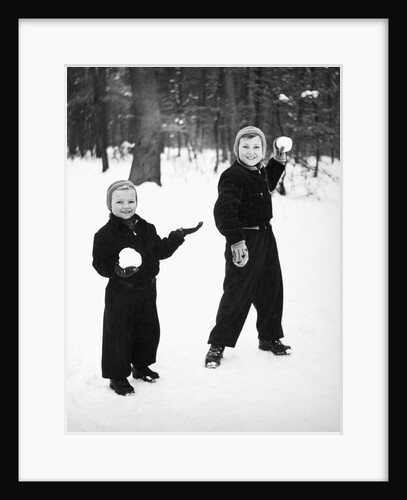 Two brothers play in the snow, ca. 1950 by Anonymous