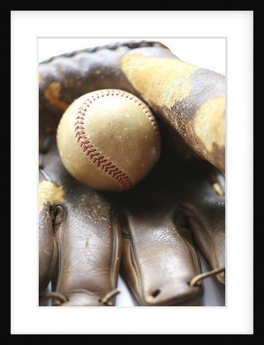 Baseball in glove by Anonymous