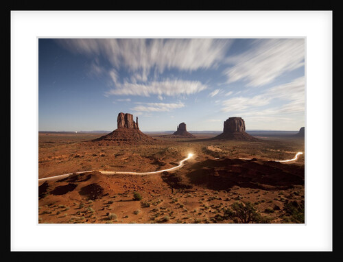 Night view of Monument Valley under the light of a full moon by Anonymous