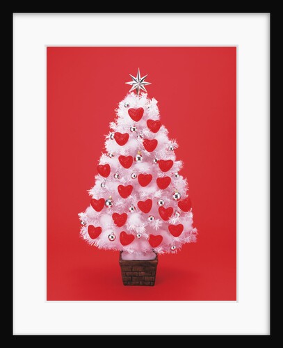 Christmas tree decorated with hearts by Anonymous