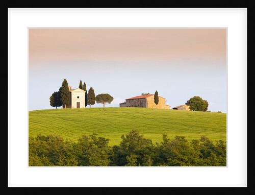 Chapel and farmhouse on hill by Anonymous